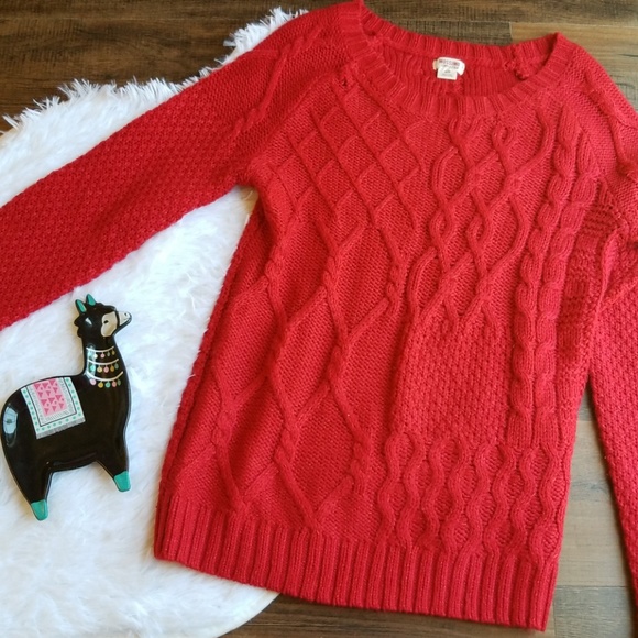 Mossimo Supply Co. Sweaters - · Mossimo Small Red Sweater Cable Knit ·